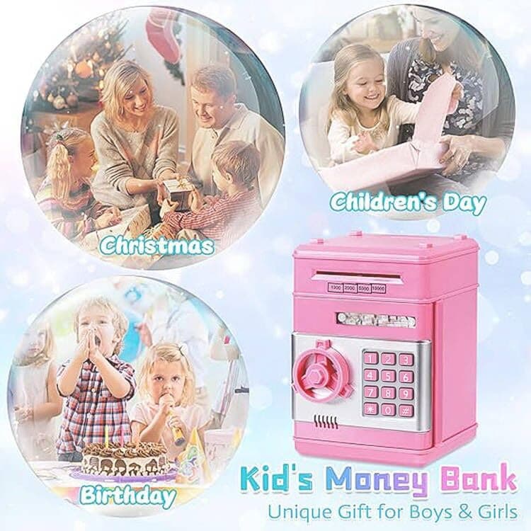 Piggy Bank, Cute Electronic Coin Money Bank for for Kids, Cash Coin Can ATM Bank for Kids 3-7,Auto Scroll Paper Money Saving Box with Password for Real Money Christmas Birthday Gifts (Pink) thumbnail 5