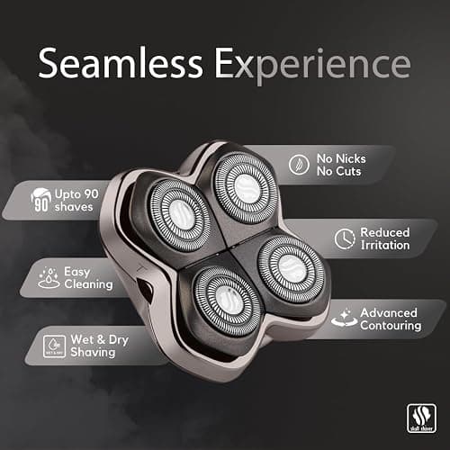 Skull Shaver Forte PRO 4 Head Replacement Blade - Shaver Blade for Wet & Dry Shaving - Rotary Heads Design - Japanese Stainless Steel - Compatible with Pitbull, Palm & Butterfly Kiss Shavers thumbnail 3