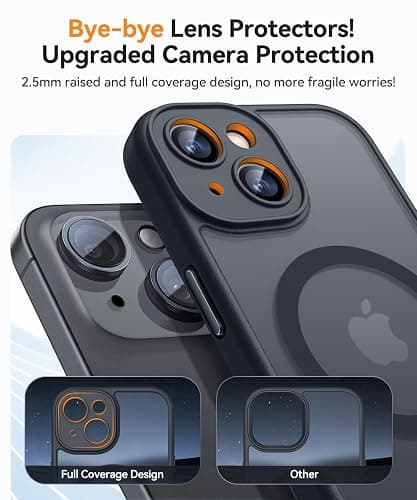CANSHN Magnetic for iPhone 13 Case, Upgraded [Full Camera Protection] [Compatible with Magsafe] [Translucent Matte] Shockproof Protective Phone Case for iPhone 13 6.1" - Black thumbnail 4
