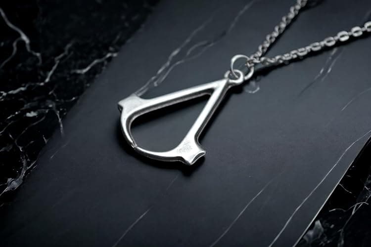 Assassin's Necklace - Silver-Plated Assassin Symbol Pendant - Gamer Necklace - Cosplay Jewelry for Fans of Brotherhood thumbnail 3