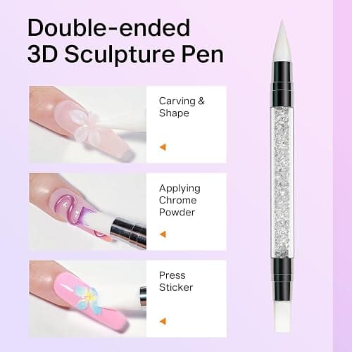MIZHSE White 3D Gel Nail Art 30g Sculpting Gel Non-Sticky Molding Gels for Nails Solid U V LED Soak Off Gels Polish with Nail Art Pen Rub Chrome Powder Nail Design Home Manicure thumbnail 9
