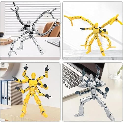 T13 3D Action Figure Set (Assembly Completed) 2 Pcs, 3D Printed Multi-Jointed, Titan 13 Action Figures, Multi-Articular Lucky Mobile Robot Nova,Desktop Decorations for Game Lovers Toys (Sliver Gold) thumbnail 6