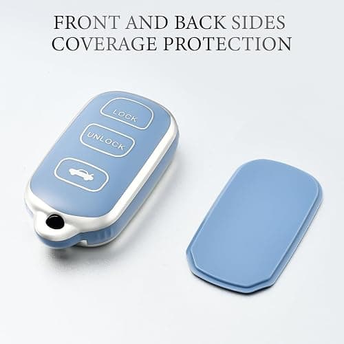 OFFCURVE Key Fob Cover with Keychain for Toyota, Soft TPU Car Key Case Protector for 2002-2006 Camry / 2002-2003 Solara Keyless Entry Remote, Silver Blue thumbnail 6