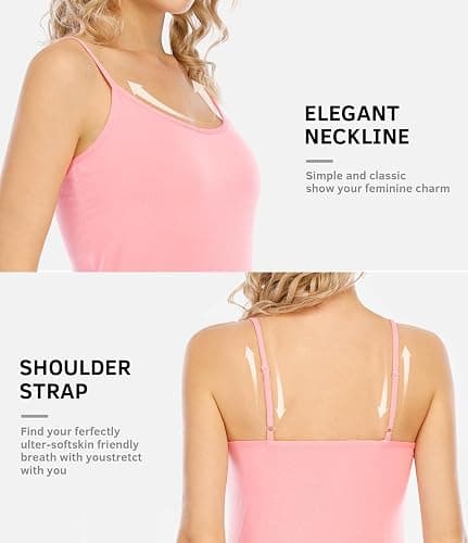 Knuffnee Damen Unterhemden Verstellbare Spaghetti Tops Basic Cami Tank Top 4er Pack thumbnail 4