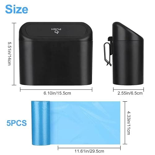 JOYSKY Car Trash Can Mini Trash Can Foldable Car Trash Bin with 100 Pieces Trash Bags Small Storage Box with Lid 15.5 x 6.5 x 14 cm thumbnail 2