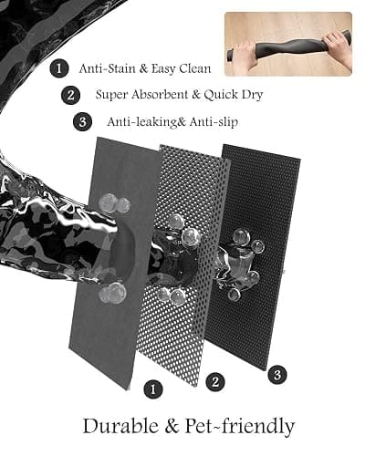Pet Feeding Mat-Absorbent Dog Mat for Food and Water Bowl-No Stains Quick Dry Dispenser Mat-Dog Accessories Pet Supplies-Bowl for Messy Drinkers（Darkgrey,16"x24" thumbnail 6