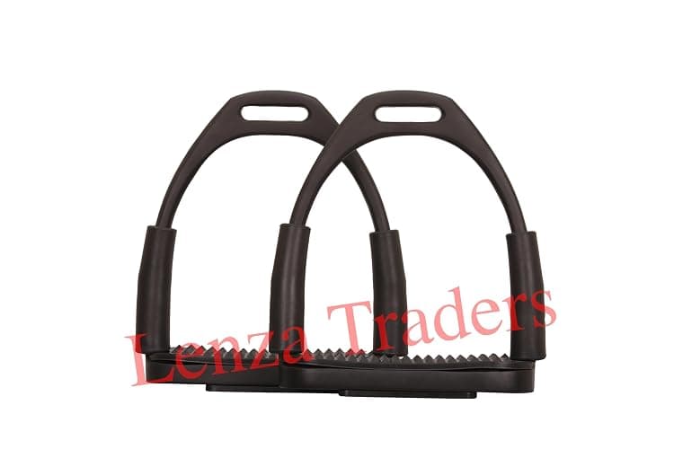 Black Matte Flexible Stirrups Safety Horse Riding Bendy Flex Irons S Steel, Flexible Safety Stirrups, Black Flexible English Bendy Horse Stirrups thumbnail 2