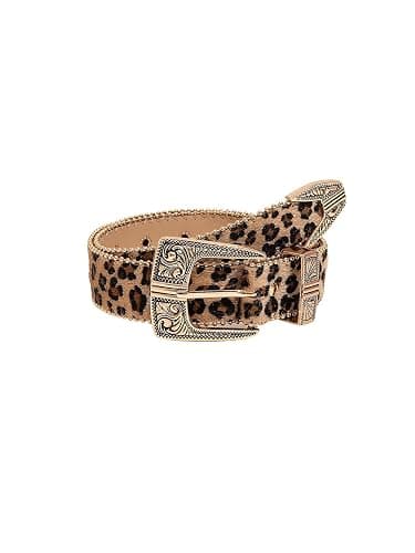 Floerns Leopard Print Belts for Women Faux Leather Y2K Belts with Carved Metal Buckle - Image 1