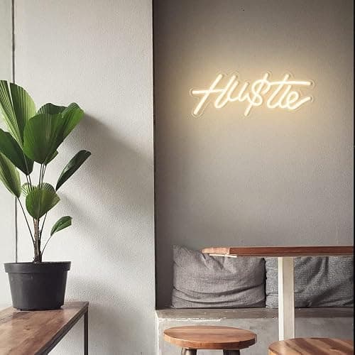 HUSTLE Neon Signs for Wall Decor, Hustle Words LED Neon Lights for Bedroom Man Cave Dorm Gym Room Office Room, USB Powered, Humble Led Neon Light Sign for Party Decorations (Hustle2) thumbnail 2