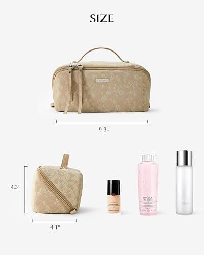 EACHY Travel Makeup Bag,Large Capacity Cosmetic Bags for Women,Waterproof Portable Pouch Open Flat Toiletry Bag Pattern Makeup Bag thumbnail 4