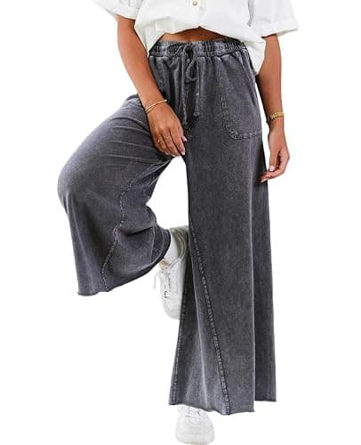 TITOMD Women Wide Leg Sweatpants Jeans Acid Wash High Waist Baggy Trouser Vintage Loose Boyfriend Denim Pants Y2K thumbnail 6