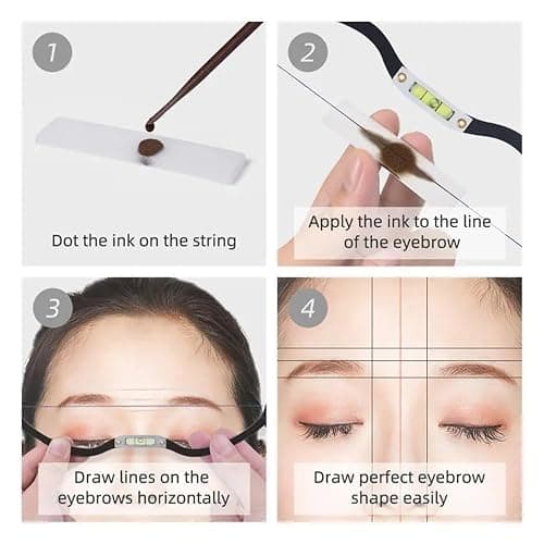 BOLUOYIN Permanent Makeup Eyebrow Line Marker Ruler for Eyebrow Mapping String Pre-Inked Microblading Tattoo PMU String Measuring Eyebrow (Black) thumbnail 7