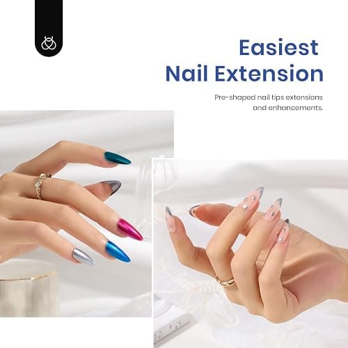 Beetles Gel Nail Kit Clear, Almond Medium, 500pcs 10 Sizes, with 9 in 1 Glue Mini Nail Lamp, Fall Nails, Full Cover Easy Nail Extension Set for Home DIY Salon Gift for Girls thumbnail 3