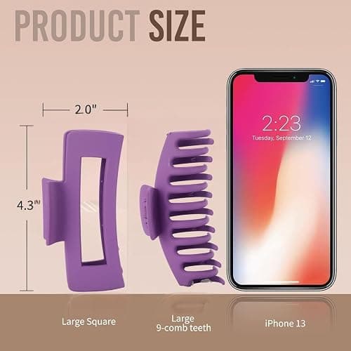 LuSeren 8 Pack Colorful Hair Clips for Women 4.3 Inch Large Hair Claw Clips for Women Thin Thick Curly Hair, Big Banana Clips,Strong Hold jaw clips thumbnail 2