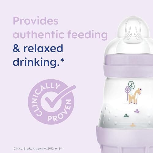 MAM Easy Start Anti-Colic Bottle Starter Set | Includes 4X Feeding Bottles and MAM Original Start 0-2 Month Soother | Self-Sterilising | Baby Gift Set of Newborn Essentials | Lilac (Various Designs) - Set - Purple thumbnail 9