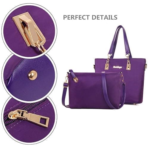 AlwaySky Nylon 6 PCS Women Shoulder Bag Top-Handle Handbag Tote Purse Wallet Key Case Set thumbnail 4