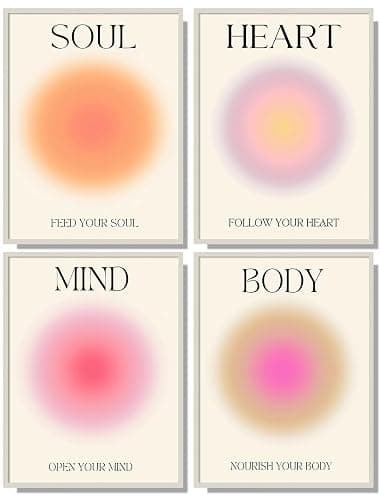 ⭐️NCYEL 4 colorful abstract halo posters angel number positive energy inspirational language inspirational wall art bedroom girls room pink decoration living room bedroom apartment hotel dormitory16x24 - Image 1