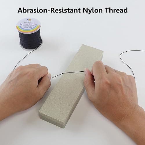 0.8mm Nylon String, Strong Bracelet String, Durable Nylon Cord for Jewelry Making, Bracelets, Beading, Necklaces, Rattail Braiding, Kumihimo, Wind Chimes, Blinds and Handicrafts - Black thumbnail 5