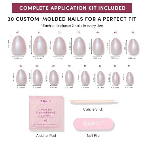 Glamnetic Quick Press Mani - No Glue Press On Nails, Just Peel and Stick, Oval Extra Short Nails, Mess Free, Salon Quality Stick On Nails, Nude Glazed | in 15 Sizes - 30 Nail Kit thumbnail 8