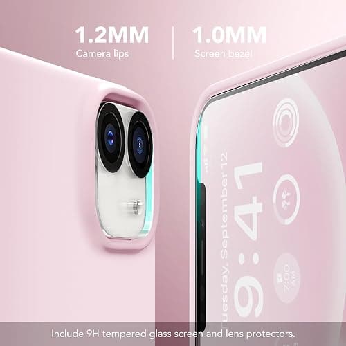 GONEZ Magnetic for iPhone 12 Case / 12 Pro Case, Compatible with MagSafe, [Screen Protector + Camera Lens Protector], Silicone Shockproof Anti-Scratch Protective Phone Case 6.1 inch, Chalk Pink thumbnail 6