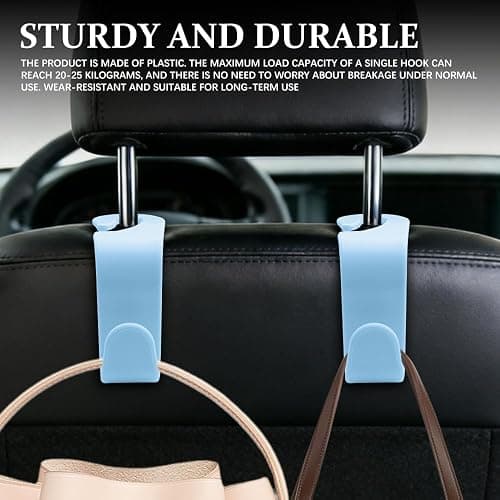 YUPIKJI 4PCS Car Seat Headrest Hooks, Plastic Auto Rear Seat Hook Hangers, Multi-Functional Hidden Seat Hooks, Car Interior Storage Accessories for Purse Handbag Coats Grocery Bags (Blue) thumbnail 4