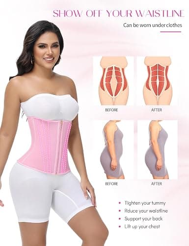 SHAPSHE Waist Trainer for Women Tummy Control Workout Waist Cincher Corset Shapewear Postpartum Body Shaper with Zipper Hook thumbnail 2