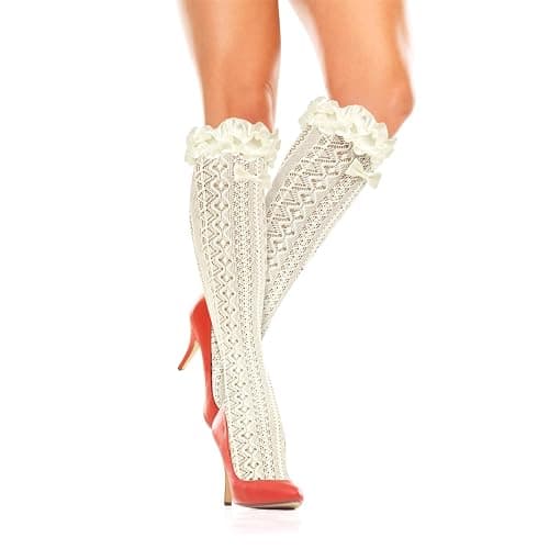 Benefeet Sox Lace Fishnet Knee High Socks Women Girls Ruffle Mesh Knee Highs Lolita Socks Fishnet Stockings thumbnail 5