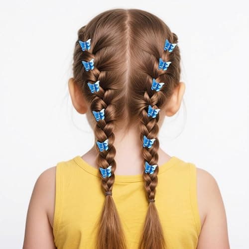 Penta Angel Mini Butterfly Hair Clips 20Pcs Tiny Glitter 90s Hair Claws Hair Pins Accessories for Women (Blue) thumbnail 5