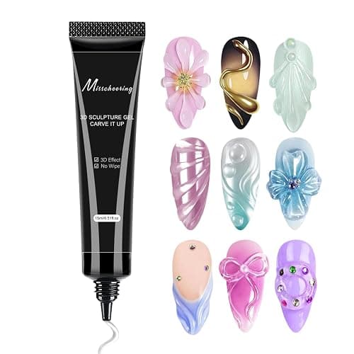 3D Nail Sculpting Gel, 15ML Solid Rhinestone Glue Nails Art, Non Stick False Nails Extension Gels for Carving Patterns, UV LED Builder Blooming Gels Nail Polish Super Adhesive, for Girls & Women - Image 1