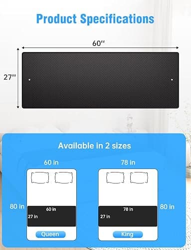 Grounding Mat for Bed with Leather, Improve Sleep, Relieve Stress & Pain, Anti-Slip & Eco-Friendly PU Leather, Includes Grounding Cord & Sleep Mask for Enhanced Rest Magnetic Therapy thumbnail 2