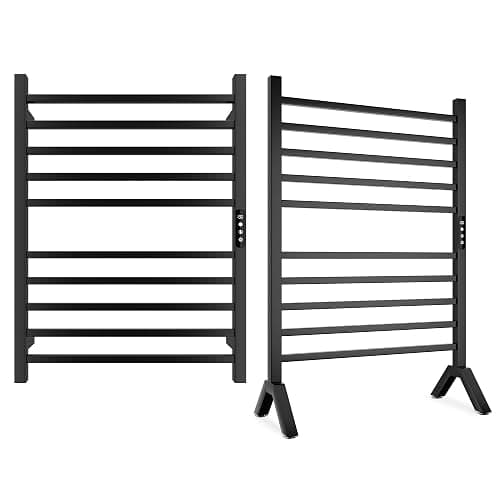 Poloma Wall Mounted & Freestanding Towel Warmer Rack for Bathrooms, Electric Heated Towel Rack Heater, Stainless Steel, Matt Black. - Image 1