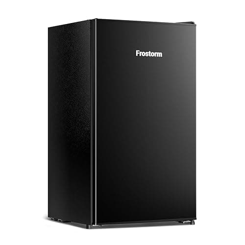 Frostorm 3.2 Cu Ft Mini Fridge with Freezer, Single Door Upright Freezer | Energy Efficient, Large Capacity, Reversible Door, ETL Certified, Small Refrigerator for Bedroom, Office & Dorm, Black thumbnail 2