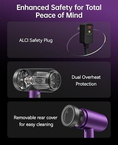 Hair Dryer with Diffuser, CONFU Ionic Blow Dryer 1600W, Portable Lightweight Fast Drying Negative Ion Hairdryer, 3 Heat Settings with Diffuser and Concentrator Nozzle for Home & Travel thumbnail 6