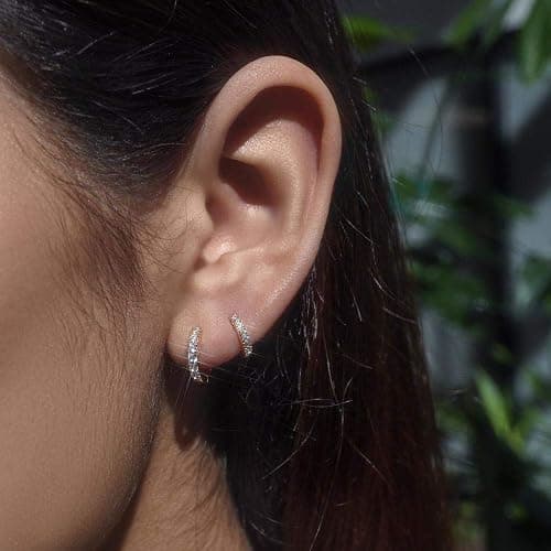 Gacimy Gold Huggie Earrings for Women 14K Real Gold Plated, Small Cubic Zirconia Cartilage Hoop Earrings Cuffs for Women thumbnail 3