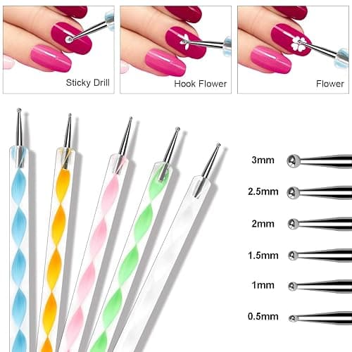 URAQT Nail Art Brushes Set, 15pcs Acrylic Nail Brush Painting Pen and 5pcs Nail Dotting Tools, Nail Pen Designer Nail Art Painting Kit for Diy & Professional Use thumbnail 5