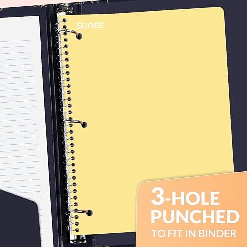 SUNEE Spiral Notebooks, 3 Pack, 1-Subject, College Ruled Paper, 8" x 10-1/2", 70 Sheets per Notebook, Pastel Colors Spiral Notebooks for School thumbnail 6