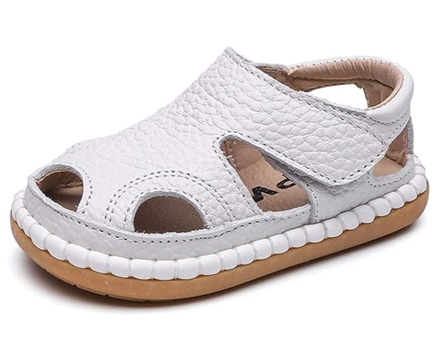 DADAWEN Baby Boys Girls Summer Lightweight Soft Sole Closed-Toe Outdoor Leather Athletic Sandals - Image 1
