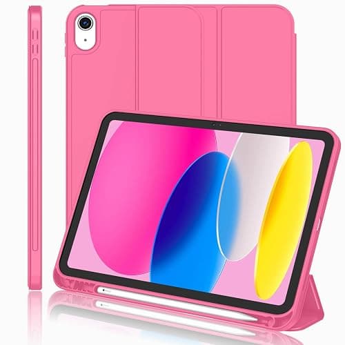iMieet iPad (A16) Case 11th Gen/iPad 10th Generation Case [11-Inch 2025/10.9 Inch 2022] with Pencil Holder, Trifold Stand Smart Cover with Soft TPU Back,Auto Wake/Sleep(Watermelon) - Watermelon - Image 1