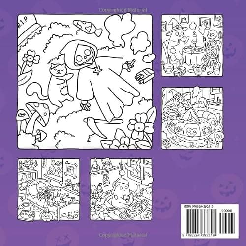 Horror Stoner: Coloring Book for Adults Featuring Adorable Spooky Creatures in Cute and Cozy Hygge Moments for Relaxation thumbnail 2