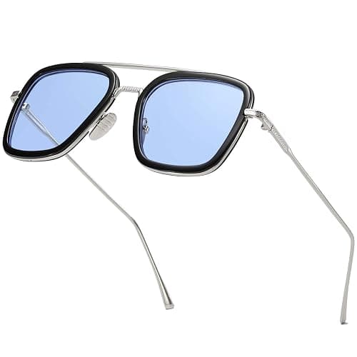 aisswzber Tony Stark Sunglasses Vintage Square Metal Frame for Men Women -Iron Man and Spider-Man Vintage Sun Glasses - Image 1