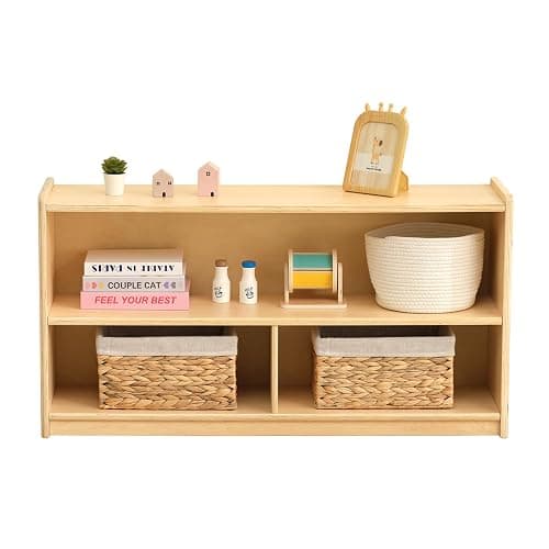 OOOK 2-Shelf Montessori Shelf Toy Organizers and Storage for Kids | FSC Plywood, 3-Section Wooden Storage Cabinet Shelves for Classroom, Kindergarten, Kids Room, Playroom, 44.6"W×11.7"D×23.6"H - Image 1
