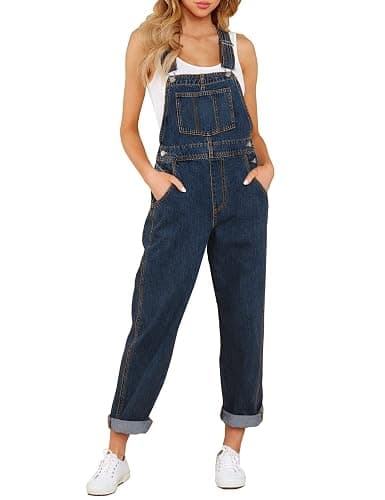 luvamia Women's Casual Stretch Adjustable Denim Bib Overalls Jeans Pants Jumpsuits - Image 1