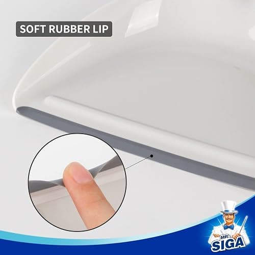 MR.SIGA Dustpan and Brush Set, Portable Cleaning Brush and Dustpan Combo with Bamboo Handle, White, 1 Set thumbnail 7