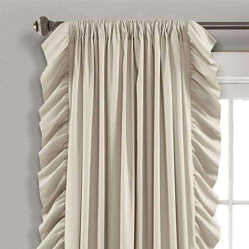 Lush Decor Reyna Ruffle Window Curtain Panel Set, Pair, 54" W x 84" L, Wheat - Flowy Curtain Set - Romantic Ruffle Curtains for Bedroom, Living room, or Dining Room - Farmhouse & Cottage Home Decor thumbnail 4