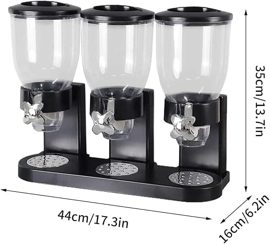 Generic Triple Food Dispenser Cereal Containers Storage Container Dispenser Countertop For Candy Nut Grain Granola Snack thumbnail 2