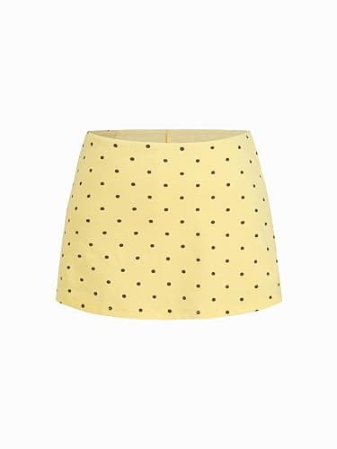 CIDER Womens Summer Outfits Polka Dot Ruched Tee Low Waist Mini Skort Boat Neck Set thumbnail 3