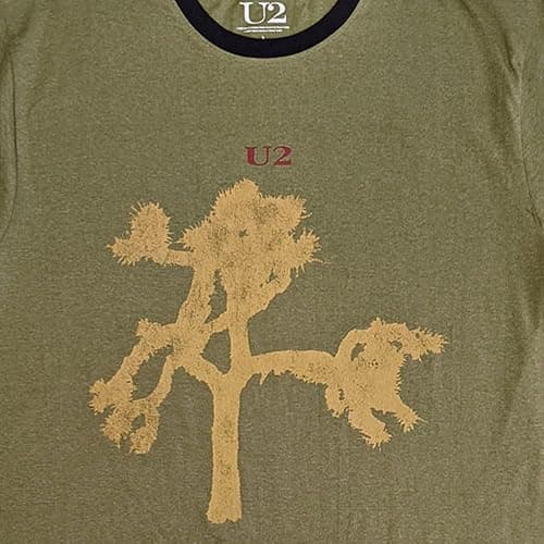 Rock Off officially licensed products Men's U2 Joshua Tree Europe 1987. T-Shirt Green thumbnail 2