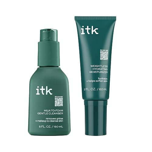 ITK Skincare Cleanser + Moisturizer Set - Milk-To-Foam Face Wash Cleanser + Weightless Hydrating Moisturizer for Smooth and Nourished Skin - Helps Remove Makeup + Hydrate Skin - Skincare Gift Set - Image 1