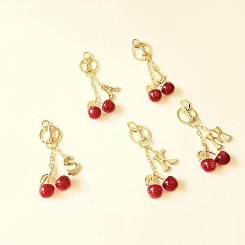 Flvkev Cherry Bag Charms Bubble Initial Purse Key Chains for Women Car Letter Handbag Backpack Keyrings thumbnail 4
