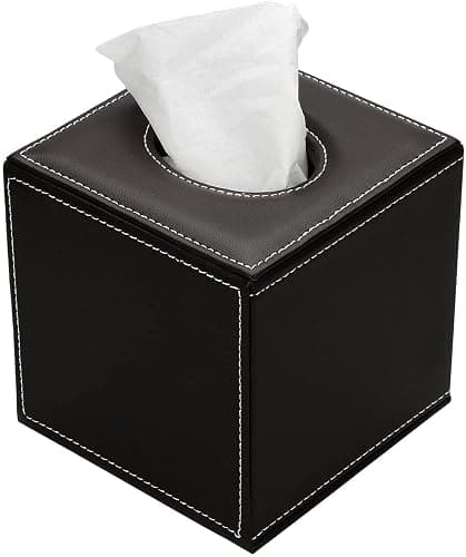 KINGFOM Quadratisch Taschentuchbox, PU Leder Kosmetiktücher Box Tücherbox | Tissue Box für Auto Büro Badezimmer Schlafzimmer (Braun) thumbnail 5